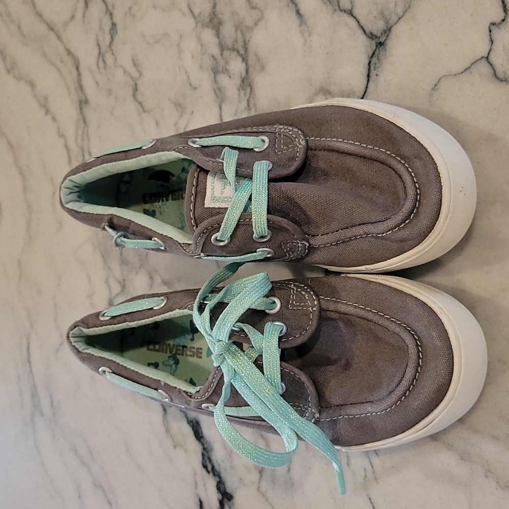 Kids converse shoes gray and mint green